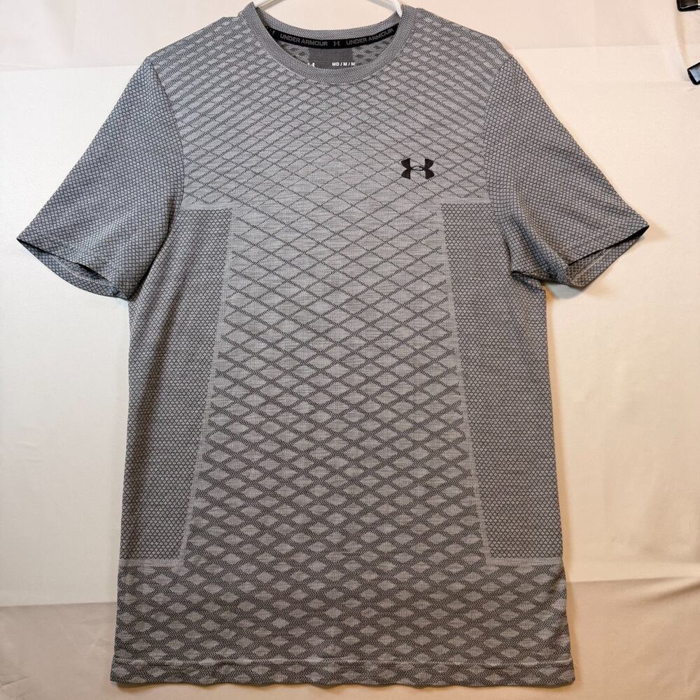 Under Armour Vanish Seamless SS Novelty Gray Athletic T Shirt Mens Size Medium